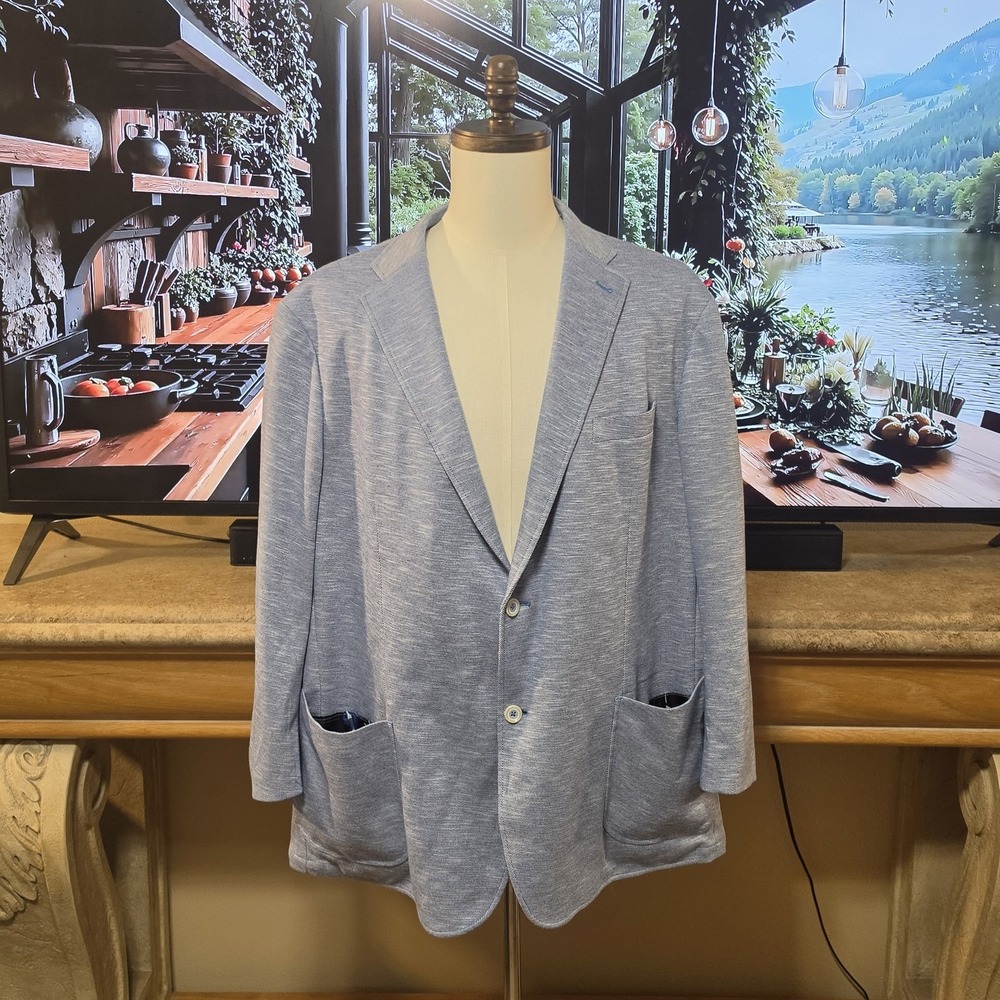 7 DOWNIE ST Mens 56L (fits like a 56S / 3XL) Blue Jacket Blazer Sport Coat
